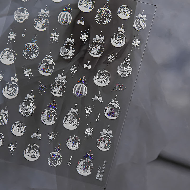 Winter Nail Stickers, Winter Snow Nail Decals, Snow Ball Nail Stickers, White Winter Nail Stickers, Nail Art, Snow Nail Design, DIY Nails