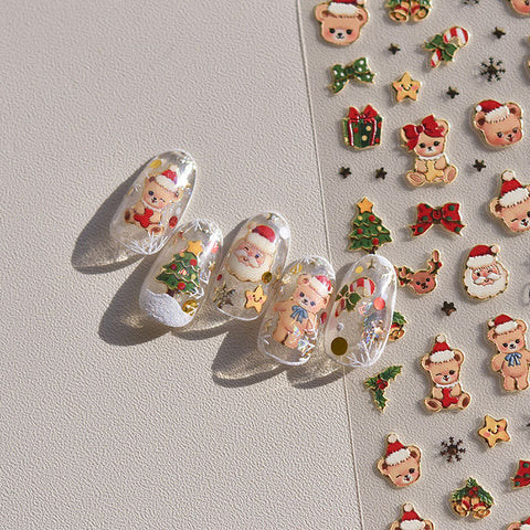 cute christmas bear nail stickers
