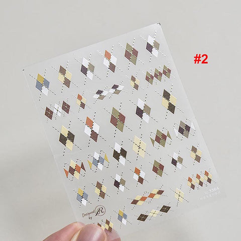 Rhombus Grid Nail Stickers, Grid Nail Stickers, Winter Nail Decals, Nail Decal Art, DIY Nails