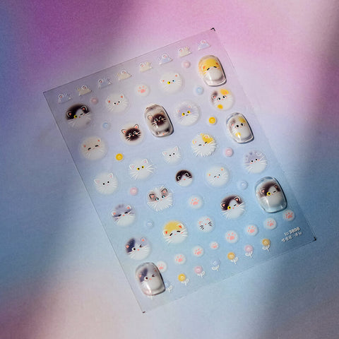 Cute Manicure Nail Stickers - Fun and playful cat motifs
