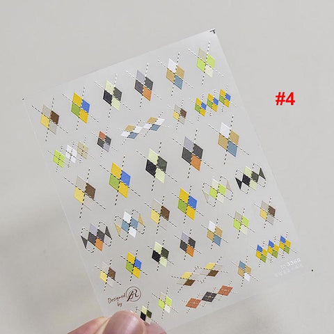 Rhombus Grid Nail Stickers, Grid Nail Stickers, Winter Nail Decals, Nail Decal Art, DIY Nails