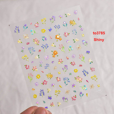 Nail Art Stickers - Spring Flowers Floral Roses Transfers - 3D Decals HAN193
