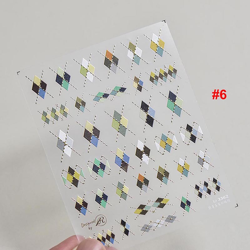 Rhombus Grid Nail Stickers, Grid Nail Stickers, Winter Nail Decals, Nail Decal Art, DIY Nails