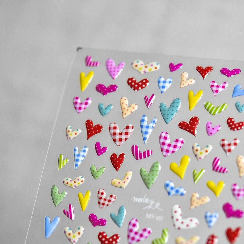 Kawaii Heart Nail Decals, Heart Nail Stickers, Jelly-Style Nails, Adhesive Nail Decals, Heart Nail Art, Nail Decal Art, DIY Nails - [Nail Stickers]