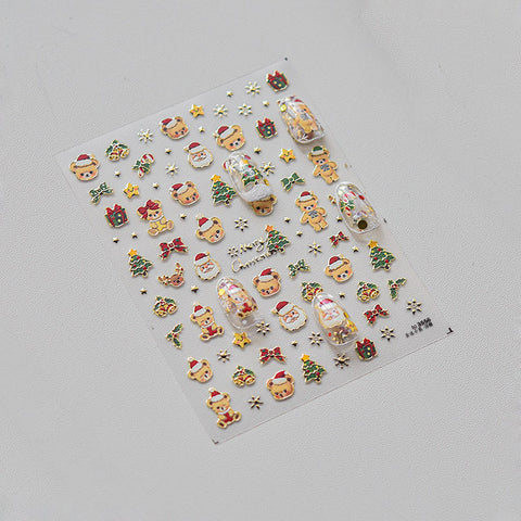 christmas bear and christmas tree nail art stickers