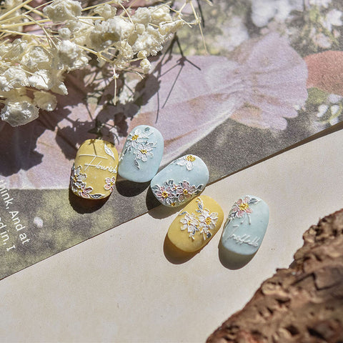 Flower Nail Stickers, Cosmos Nail Stickers, Flower Nail Decals, Embossed Flower Nail Stickers,  to5088