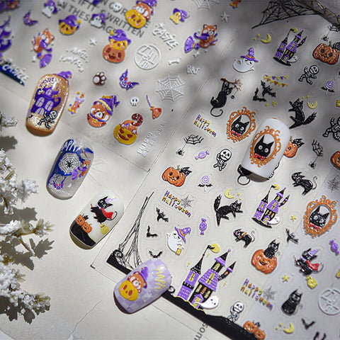 Halloween Nail Stickers, Halloween Nail Art Decals, Ghost Nail Stickers, Cute Halloween Nails, Halloween Manicure, Ghost Nail Decals