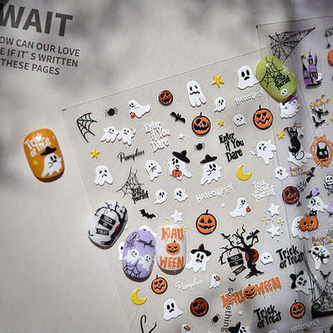 Halloween Nail Stickers, Halloween Nail Art Decals, Ghost Nail Stickers, Cute Halloween Nails, Halloween Manicure, Ghost Nail Decals