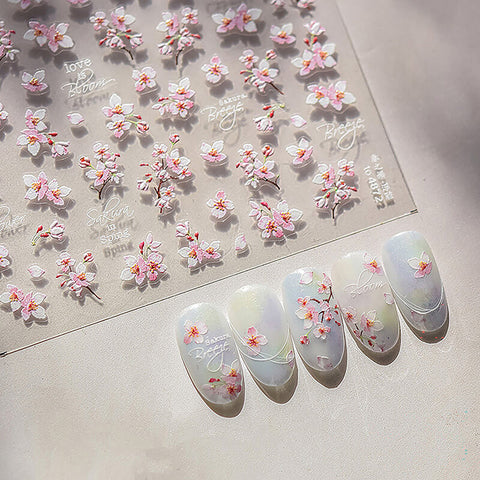 Sakura Flower Nail Stickers, Flower Nail Stickers, Flower Nail Art