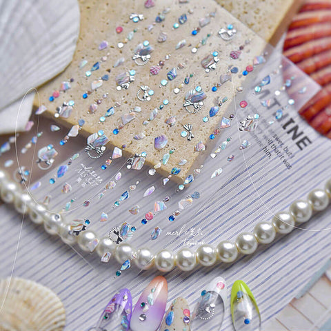 Shell Design Nail Stickers, Shell Nail Decals, Summer Nail Stickers, Beach Nail Decals, Summer Manicure, Shell Nail Charms