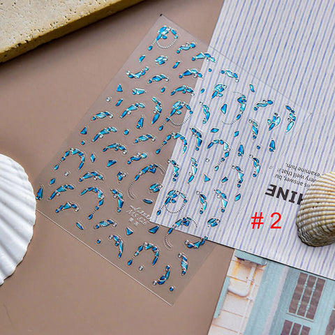 Shell Design Nail Stickers, Shell Nail Decals, Summer Nail Stickers, Beach Nail Decals, Summer Manicure, Shell Nail Charms