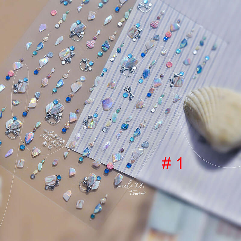 Shell Design Nail Stickers, Shell Nail Decals, Summer Nail Stickers, Beach Nail Decals, Summer Manicure, Shell Nail Charms