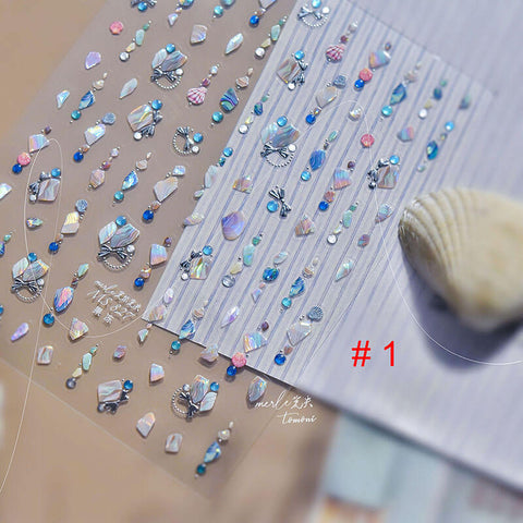 Shell Design Nail Stickers, Shell Nail Decals, Summer Nail Stickers, Beach Nail Decals, Summer Manicure, Shell Nail Charms