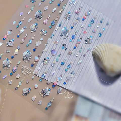 Shell Design Nail Stickers, Shell Nail Decals, Summer Nail Stickers, Beach Nail Decals, Summer Manicure, Shell Nail Charms