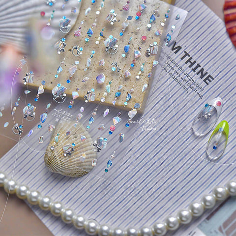 Shell Design Nail Stickers, Shell Nail Decals, Summer Nail Stickers, Beach Nail Decals, Summer Manicure, Shell Nail Charms