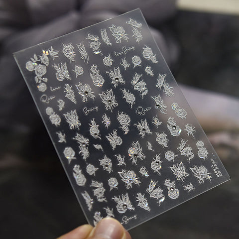 White Rose Nail Stickers, White Lily Nail Stickers, Flower Nail Decals, White Flower Nail Stickers, 3D Flower Nail Sticker