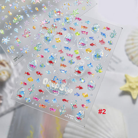 Summer Fish Nail Stickers, Cute Fish Nail Decals, Summer Nail Decal, Ocean Nail Stickers, Cute Summer Nails