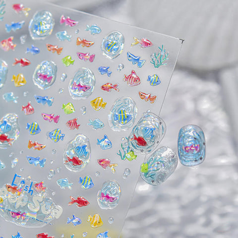 Summer Fish Nail Stickers, Cute Fish Nail Decals, Summer Nail Decal, Ocean Nail Stickers, Cute Summer Nails