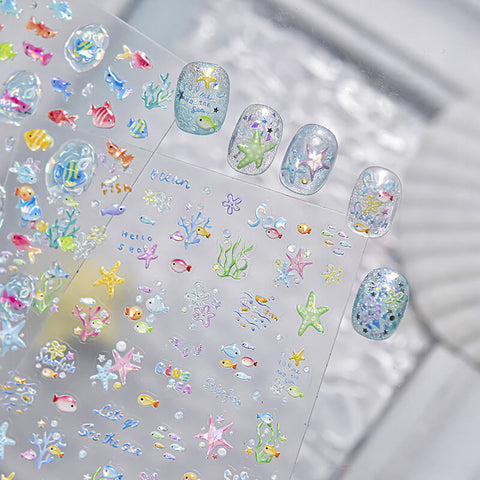 Summer Fish Nail Stickers, Cute Fish Nail Decals, Summer Nail Decal, Ocean Nail Stickers, Cute Summer Nails