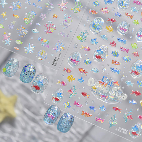Summer Fish Nail Stickers, Cute Fish Nail Decals, Summer Nail Decal, Ocean Nail Stickers, Cute Summer Nails