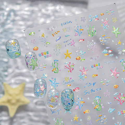 Summer Fish Nail Stickers, Cute Fish Nail Decals, Summer Nail Decal, Ocean Nail Stickers, Cute Summer Nails