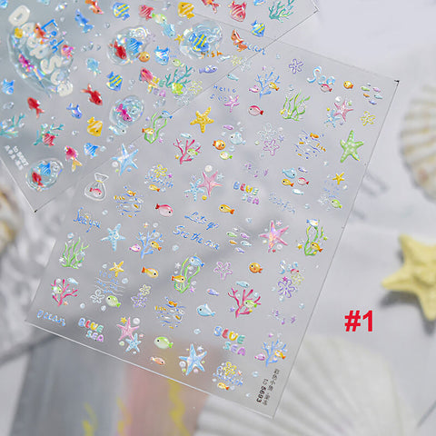 Summer Fish Nail Stickers, Cute Fish Nail Decals, Summer Nail Decal, Ocean Nail Stickers, Cute Summer Nails
