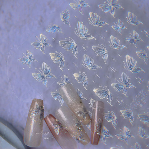 White Butterfly Nail Stickers, Butterfly Nail Decals, Butterfly Nail Art, Butterfly Nail Charms, Butterfly Manicure