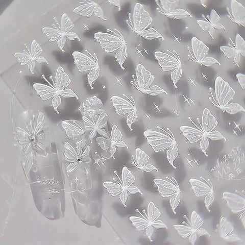 White Butterfly Nail Stickers, Butterfly Nail Decals, Butterfly Nail Art, Butterfly Nail Charms, Butterfly Manicure