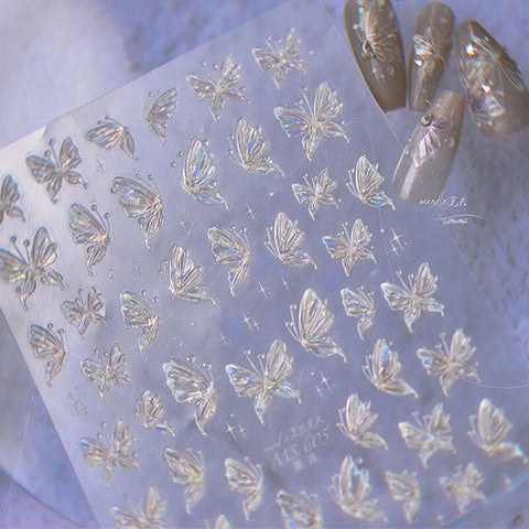 White Butterfly Nail Stickers, Butterfly Nail Decals, Butterfly Nail Art, Butterfly Nail Charms, Butterfly Manicure