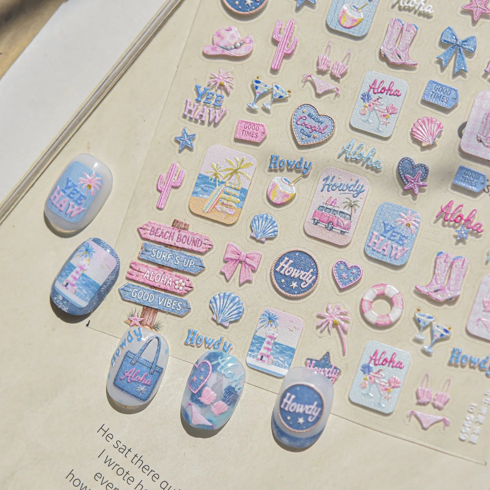 Aloha Beach Nail Stickers | Summer Vacation Nail Art Decals - image 1