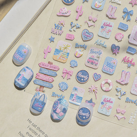 Aloha Beach Nail Stickers | Summer Vacation Nail Art Decals - image 1
