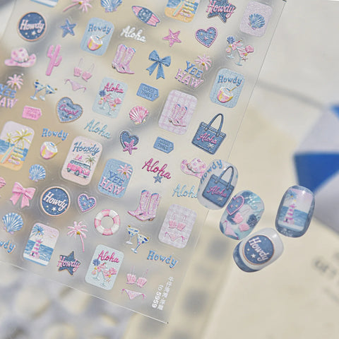 Aloha Beach Nail Stickers | Summer Vacation Nail Art Decals - image 3
