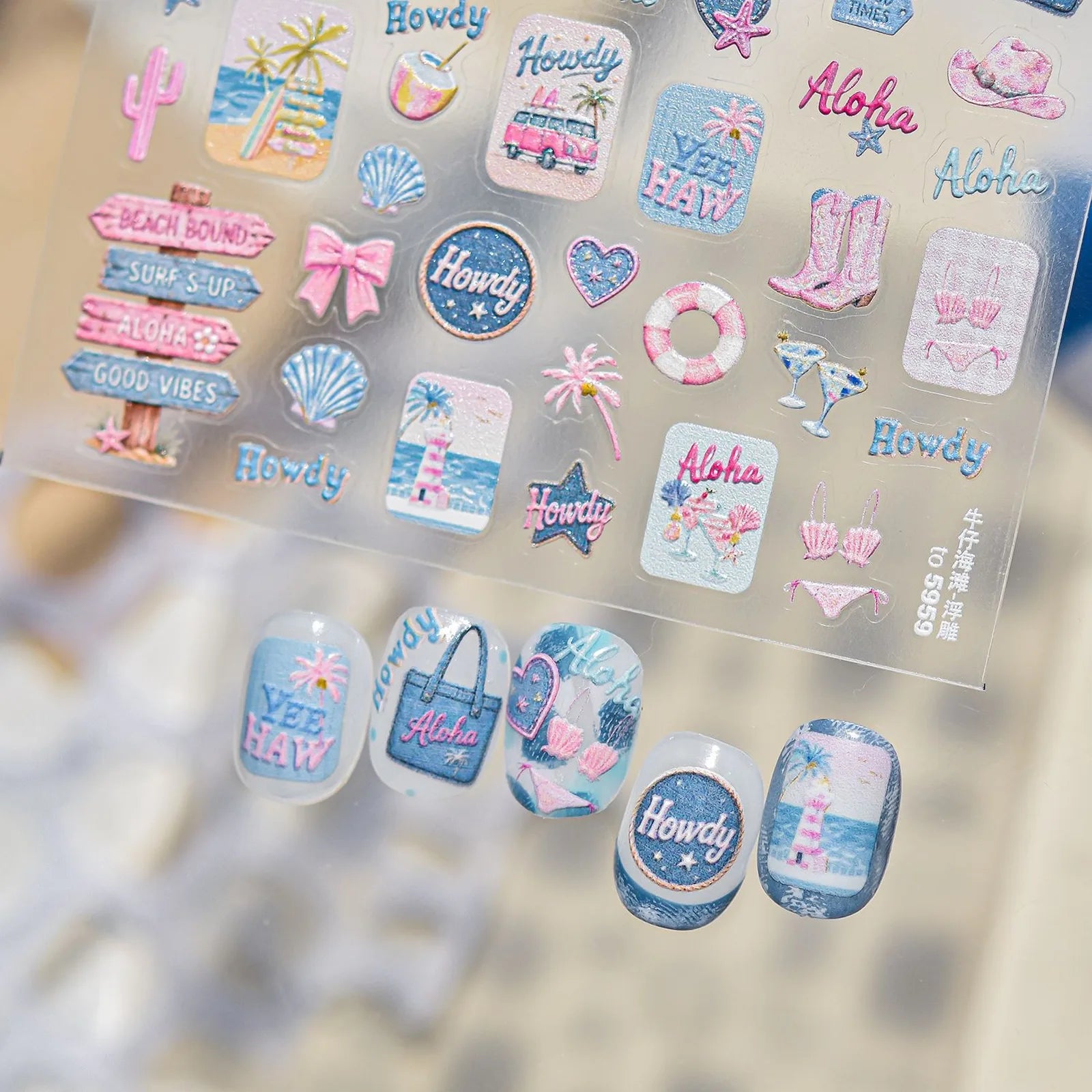 Aloha Beach Nail Stickers | Summer Vacation Nail Art Decals - image 4