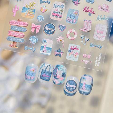 Aloha Beach Nail Stickers | Summer Vacation Nail Art Decals - image 4