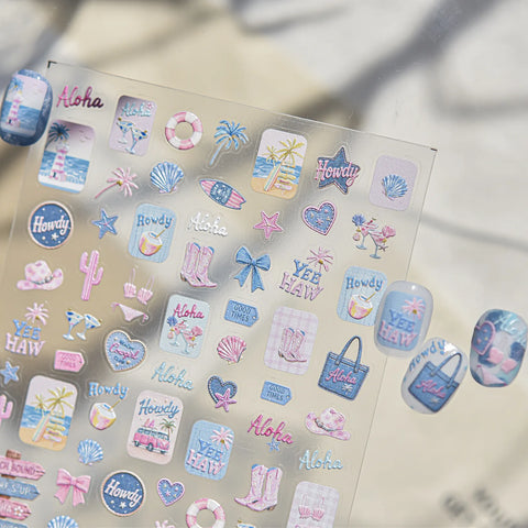 Aloha Beach Nail Stickers | Summer Vacation Nail Art Decals - image 5
