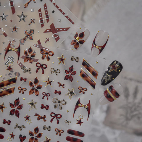 Amber Leopard Lily Nail Stickers | Retro Grunge Nail Art Decals - image 1