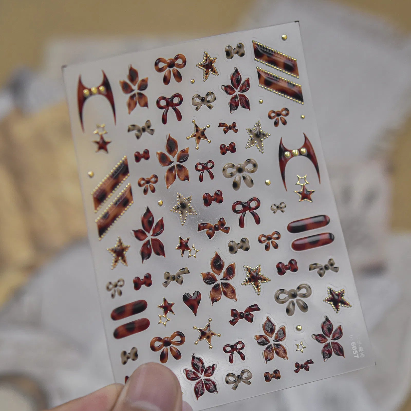 Amber Leopard Lily Nail Stickers | Retro Grunge Nail Art Decals - to6057 variant image