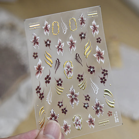 Amber Lily Nail Stickers | Crystal Chinese-Inspired Nail Art Decals image