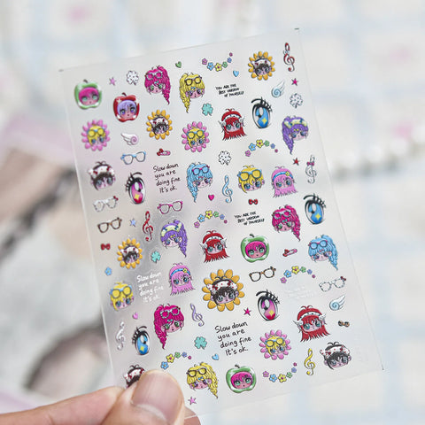 Anime Girl Nail Stickers | Kawaii Character Nail Art Decals - to5877-jelly variant image