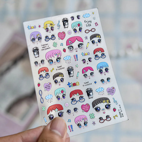 Anime Girl Nail Stickers | Kawaii Character Nail Art Decals - to5970 variant image