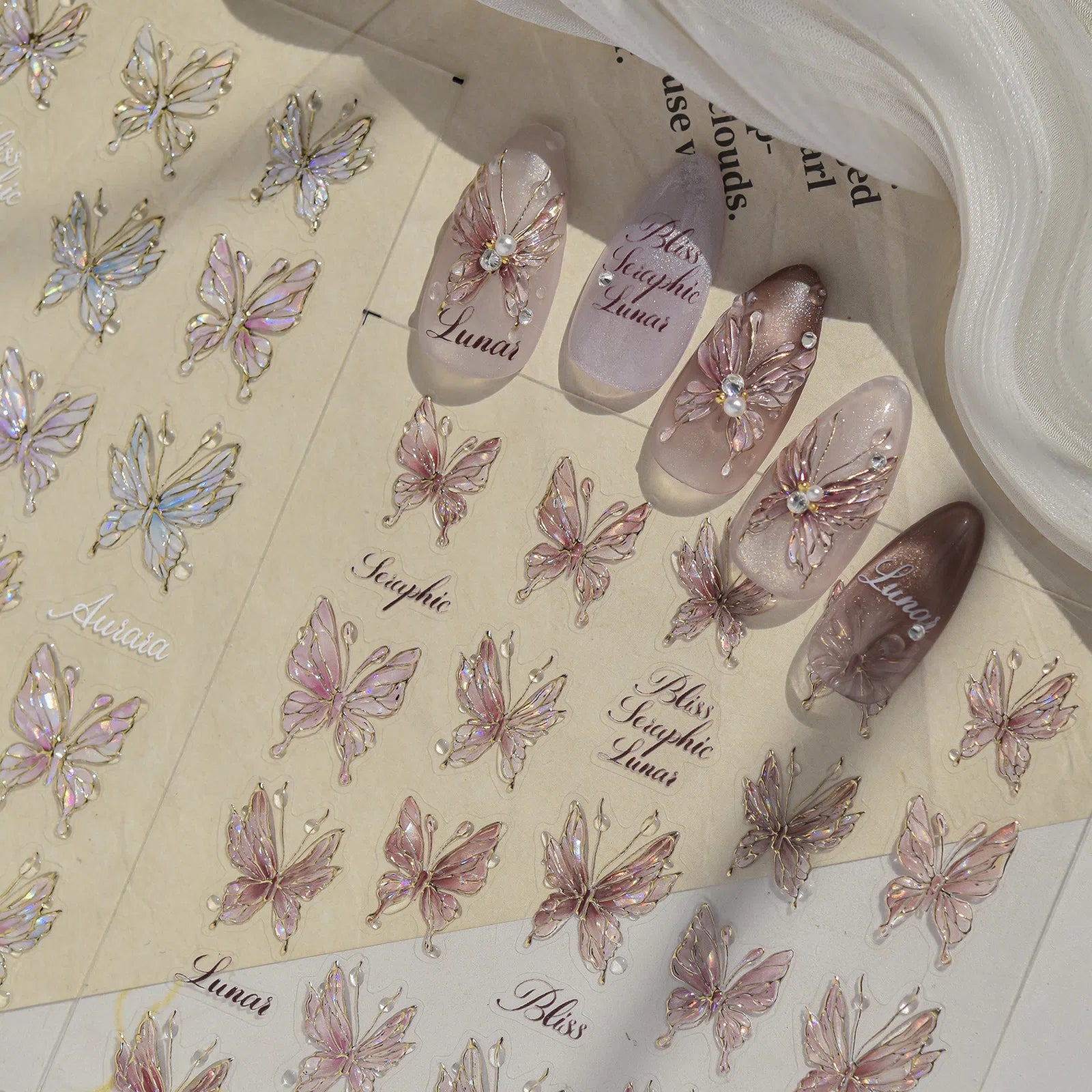 Autumn Butterfly Nail Stickers | Elegant Butterfly Nail Art Decals - image 1