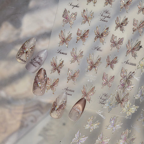 Autumn Butterfly Nail Stickers | Elegant Butterfly Nail Art Decals - image 4