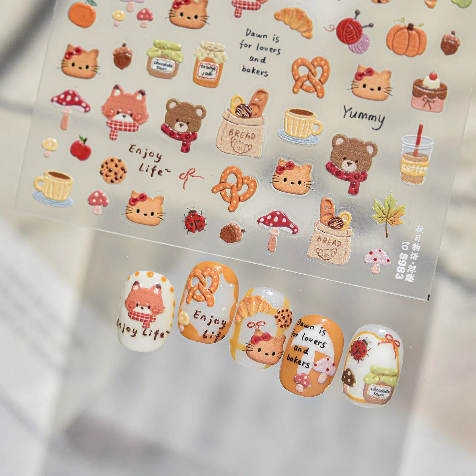 Autumn Story Nail Stickers | Kawaii Cartoon Nail Art Decals - image 1