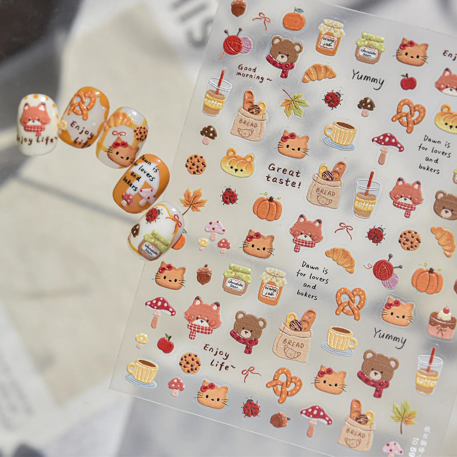 Autumn Story Nail Stickers | Kawaii Cartoon Nail Art Decals - image 2