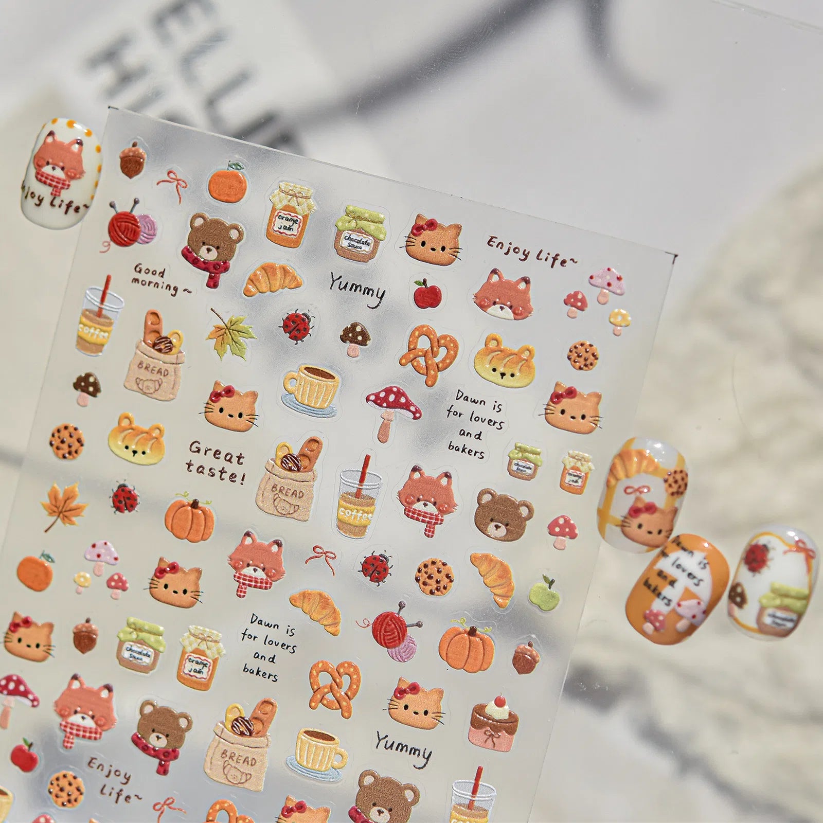 Autumn Story Nail Stickers | Kawaii Cartoon Nail Art Decals - image 3