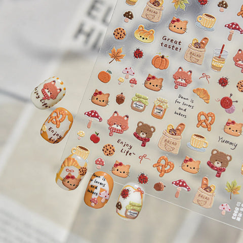 Autumn Story Nail Stickers | Kawaii Cartoon Nail Art Decals - image 4