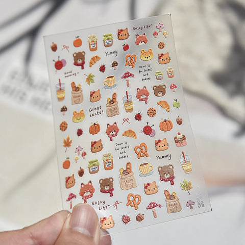 Autumn Story Nail Stickers | Kawaii Cartoon Nail Art Decals - to5983 variant image