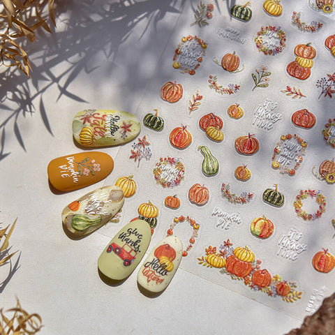 Autumn Nail Stickers, Autumn Nail Decals, Maple Leaf Nail Stickers, Pumpkin Nail Decals, Autumn Nail Art, Autumn Nail Design