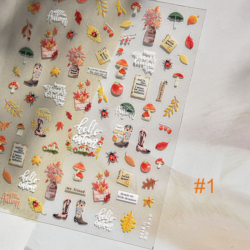 Autumn Nail Stickers, Autumn Nail Decals, Maple Leaf Nail Stickers, Pumpkin Nail Decals, Autumn Nail Art, Autumn Nail Design