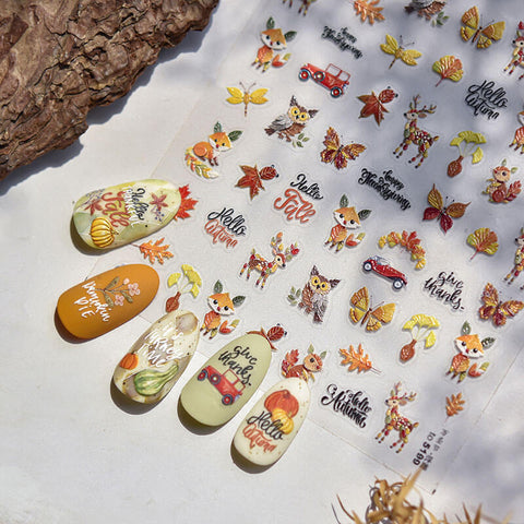 Autumn Nail Stickers, Autumn Nail Decals, Maple Leaf Nail Stickers, Pumpkin Nail Decals, Autumn Nail Art, Autumn Nail Design